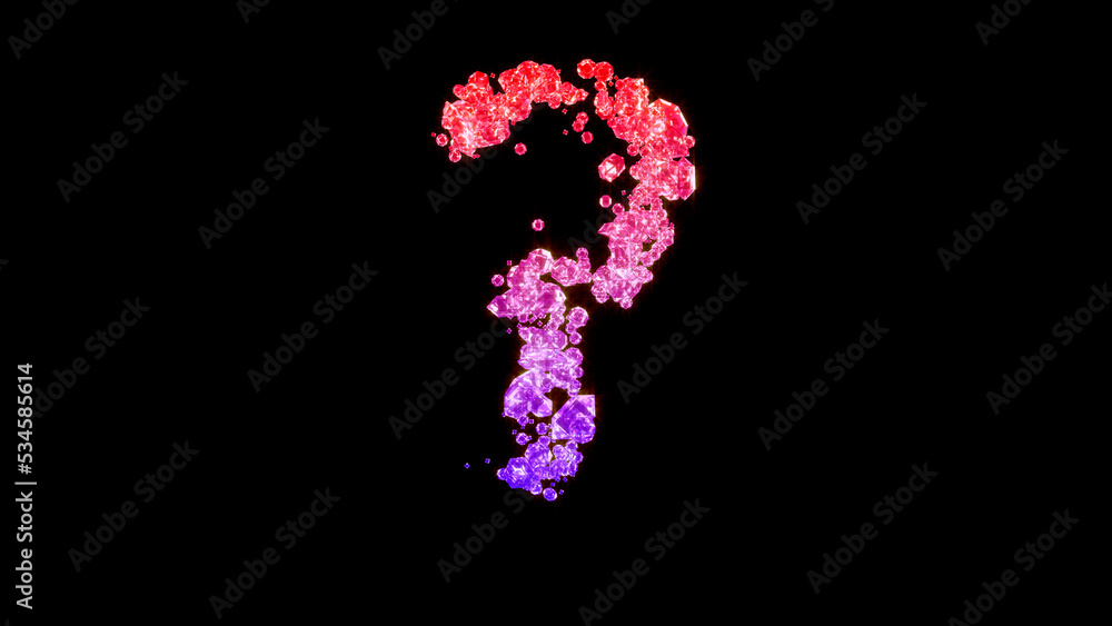 fancy fashion diamonds font, red and rose question mark, isolated - object 3D rendering