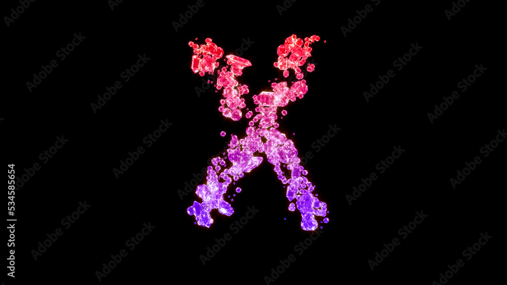 fancy glamour gems font, red and rose letter X, isolated - object 3D rendering fancy glamour gems font, red and rose letter X, isolated - object 3D rendering