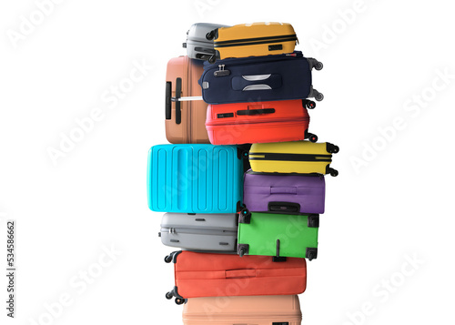 Huge pile of suitcases, a tourist concept