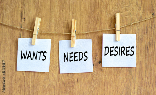 Bild auf Leinwand Wants needs and desires symbol
