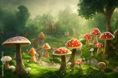 Fantasy mushrooms, Toadstool painting