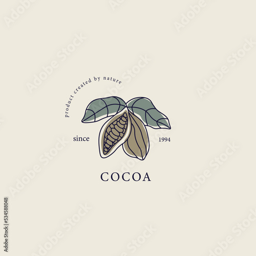 Line art cacao branch logo