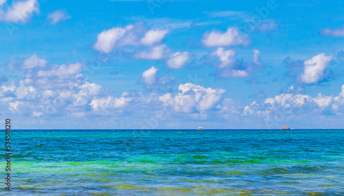 Tropical mexican beach clear turquoise water Playa del Carmen Mexico. © arkadijschell