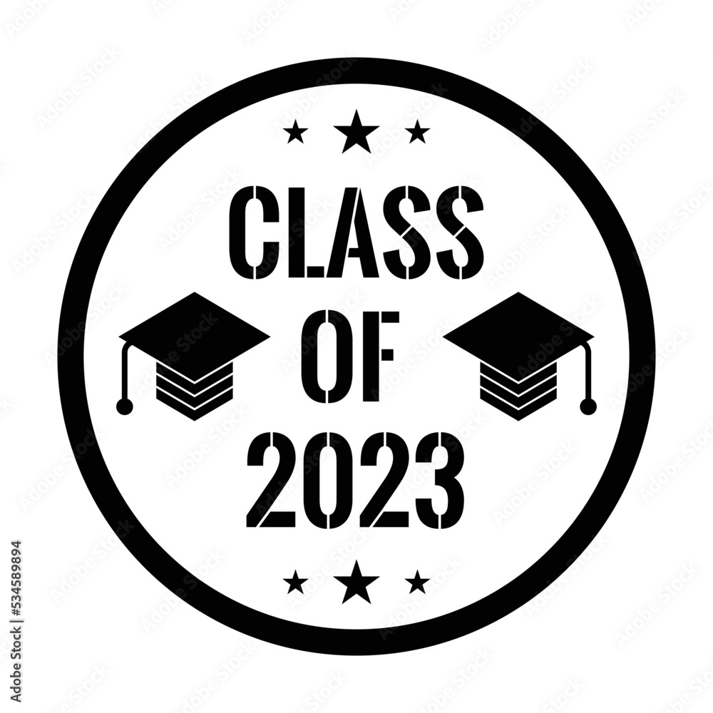 Vetor de Class of 2023. Hand drawn brush gold stripe and number with ...