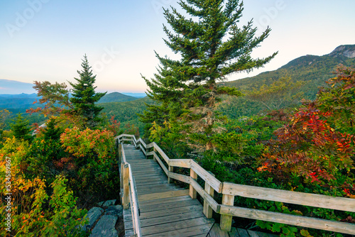 Morning mountain views with boardwalk