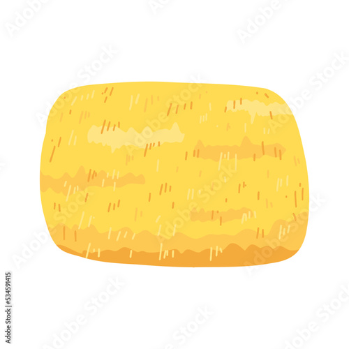 Agricultural haycock in cartoon flat style, rural hay rolled stack, dried farm haystack. Vector illustration of fodder straw