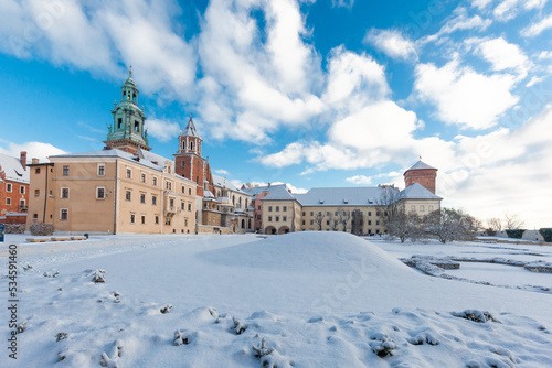 Obraz na płótnie Royal Wawel Castle view on winter time w salonie