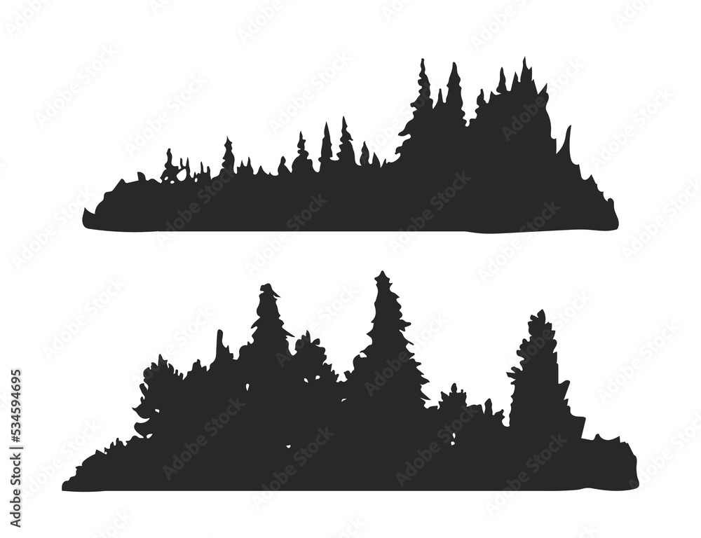Forest silhouette background. Vector Seamless hand drawn forest.