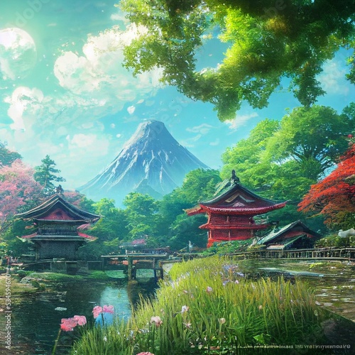Ein liebevoll gezeichnetes Japanisches Dorf im Hinterland,CG Kunst,Wallpaper