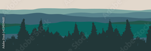 Forest silhouette background. Vector Seamless hand drawn forest.