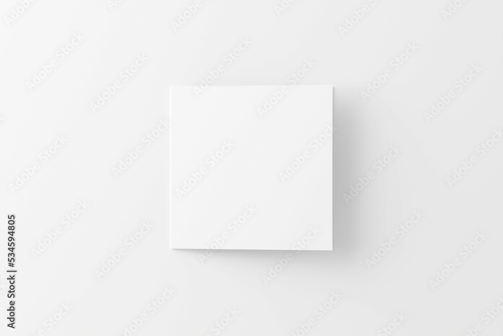Square Folded Invitation Card With Envelope White Blank 3D Rendering Mockup Square Folded Invitation Card With Envelope White Blank 3D Rendering Mockup