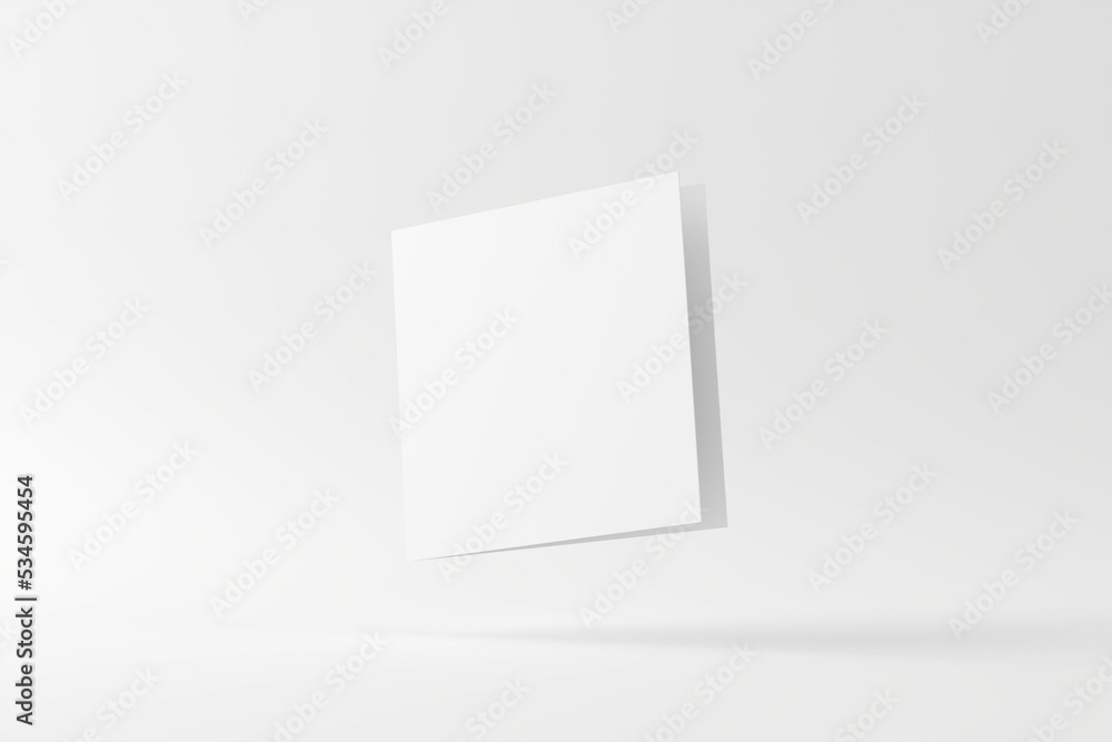 Square Folded Invitation Card With Envelope White Blank 3D Rendering Mockup Square Folded Invitation Card With Envelope White Blank 3D Rendering Mockup