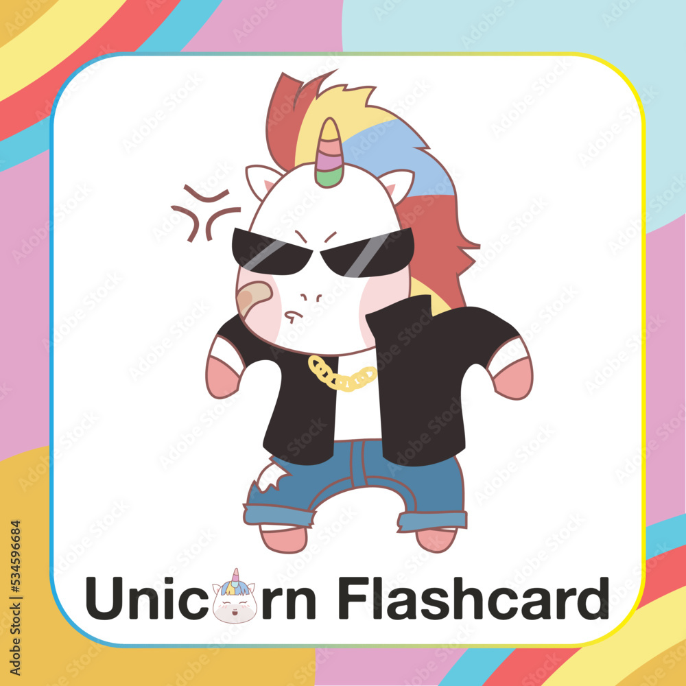Cute Unicorn Flashcard for Children. Ready to print. Printable game card. Educational card for preschool. Vector illustration. Cute Unicorn Flashcard for Children. Ready to print. Printable game card. Educational card for preschool. Vector illustration.