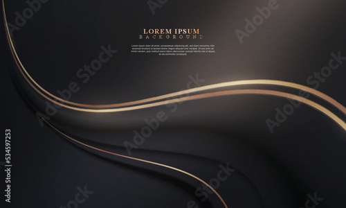 Dark curved with golden lines background.