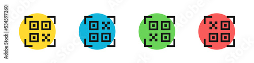 QR code icon set. Scan qr code icons. Scanning qr code symbol collection.