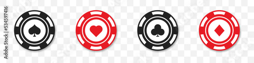 Poker chips. Vector illustration. Casino poker chips icon set. Gambling casino chips.