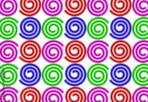 Colorful Spirals Pattern - Red Pink Green Blue - Printing Stamp Background Wallpaper Decor Textile Fabric Graphic Resource