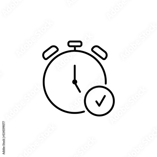 Alarm clock ticked, black on white background, isolated EPS vector illustration.