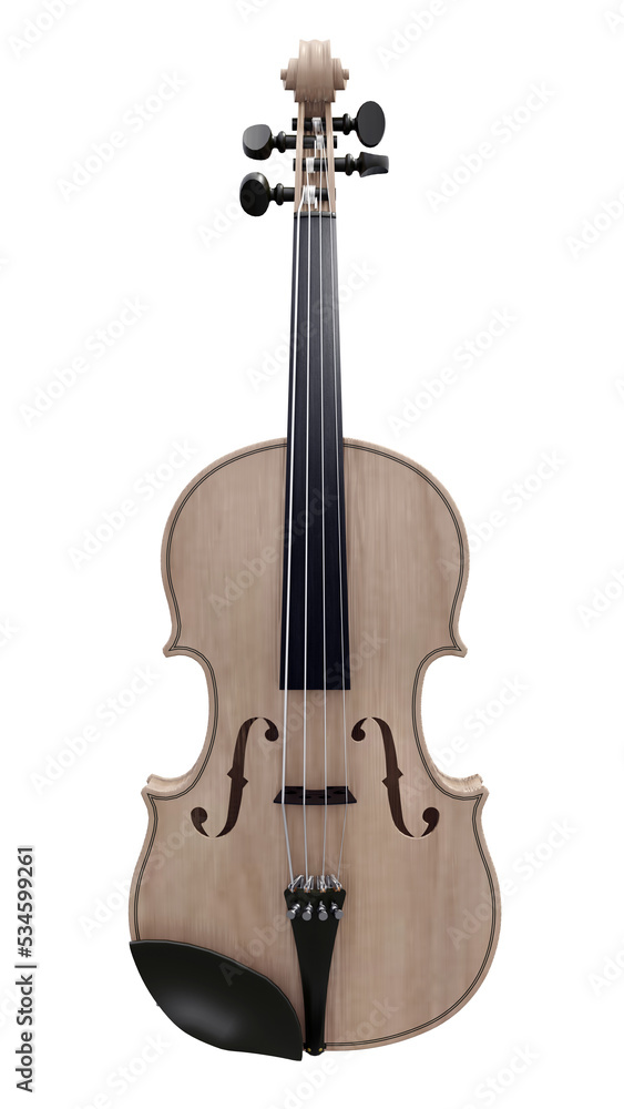 Fototapeta premium Brown classical violin on a white background. 3d rendering.