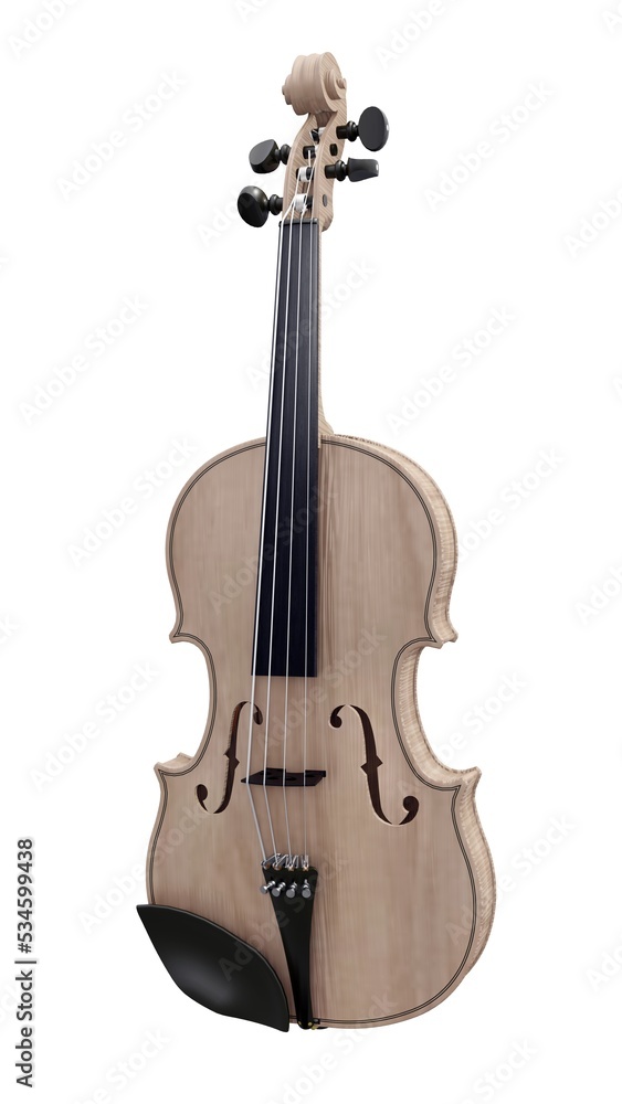 Fototapeta premium Brown classical violin on a white background. 3d rendering.