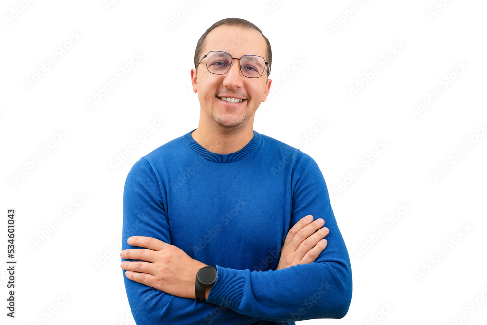 Young man in glasses looking at the camera on a white background Young man in glasses looking at the camera on a white background