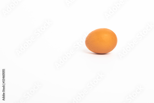 brown egg isolated on white background , healthy food concept