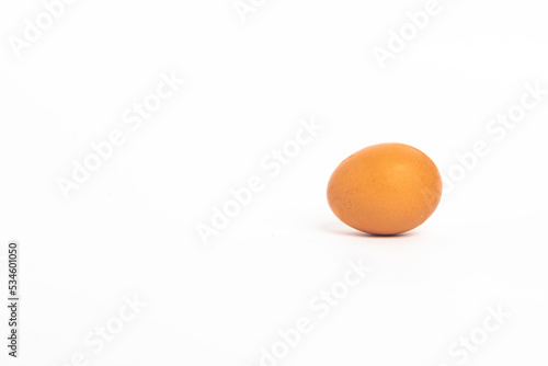 brown egg isolated on white background , healthy food concept
