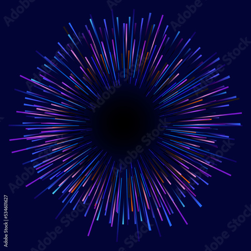 Abstract Starburst dynamic motion lines circular geometric background.