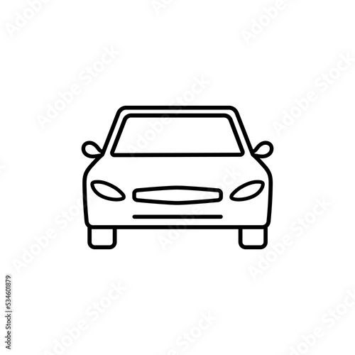 Car front line icon. Outline symbol. Car sign in linear style. Auto  view  parking  automobile  travel concept. Outline simple vector line illustration. Icon symbol