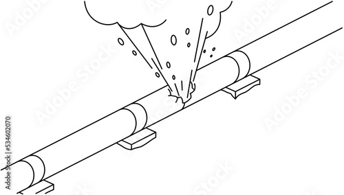 Nord Stream pipeline explosion gas leak under water vector illustration