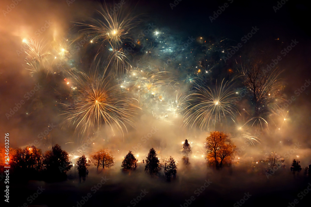 3d illustration of magical fireworks and sparkling lights. 3d illustration of magical fireworks and sparkling lights.