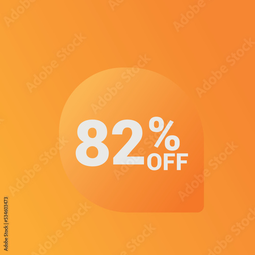 82% off Sale banner offer ad discount promotion vector banner. price discount offer. season sale promo sticker colorful background