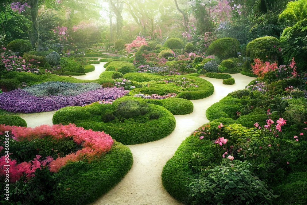 Obraz premium Enchanted Garden Background. Digital illustration