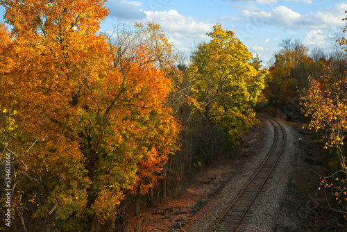 Ohio railroad curve in fall