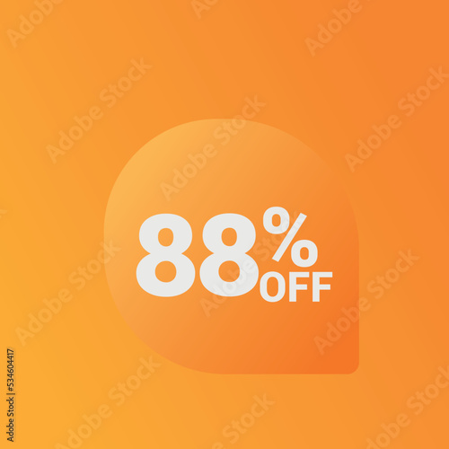 88% off Sale banner offer ad discount promotion vector banner. price discount offer. season sale promo sticker colorful background