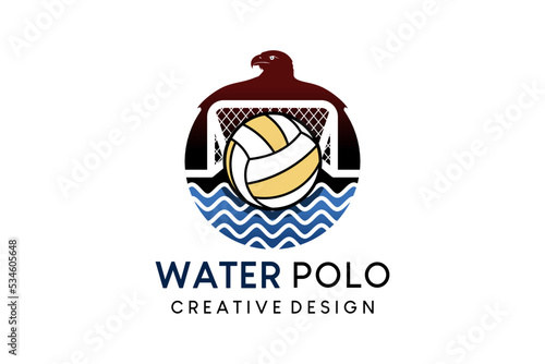 Water polo vector illustration logo design with creative concept