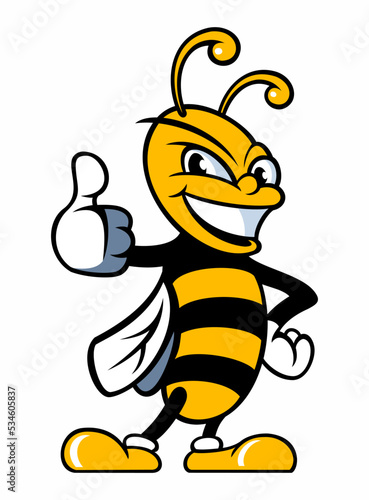Cartoon style vector bee character. Bee mascot design concept. Isolated on white background.