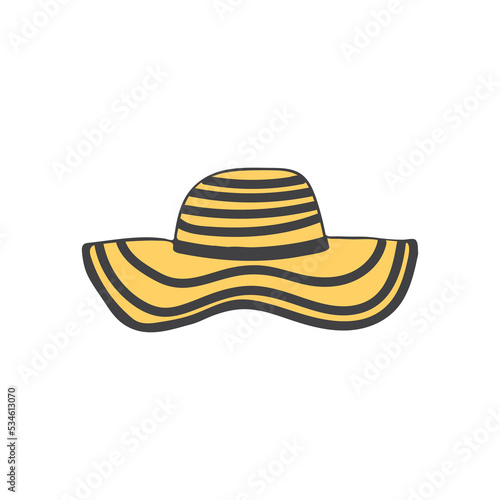 Woman hat icon in vector. Woman hat colorful doodle illustration in vector. Woman hat illustration in vector.