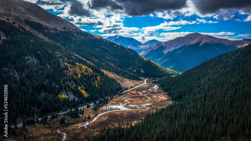 Photos Independence Pass Colorado looking down the valley from above