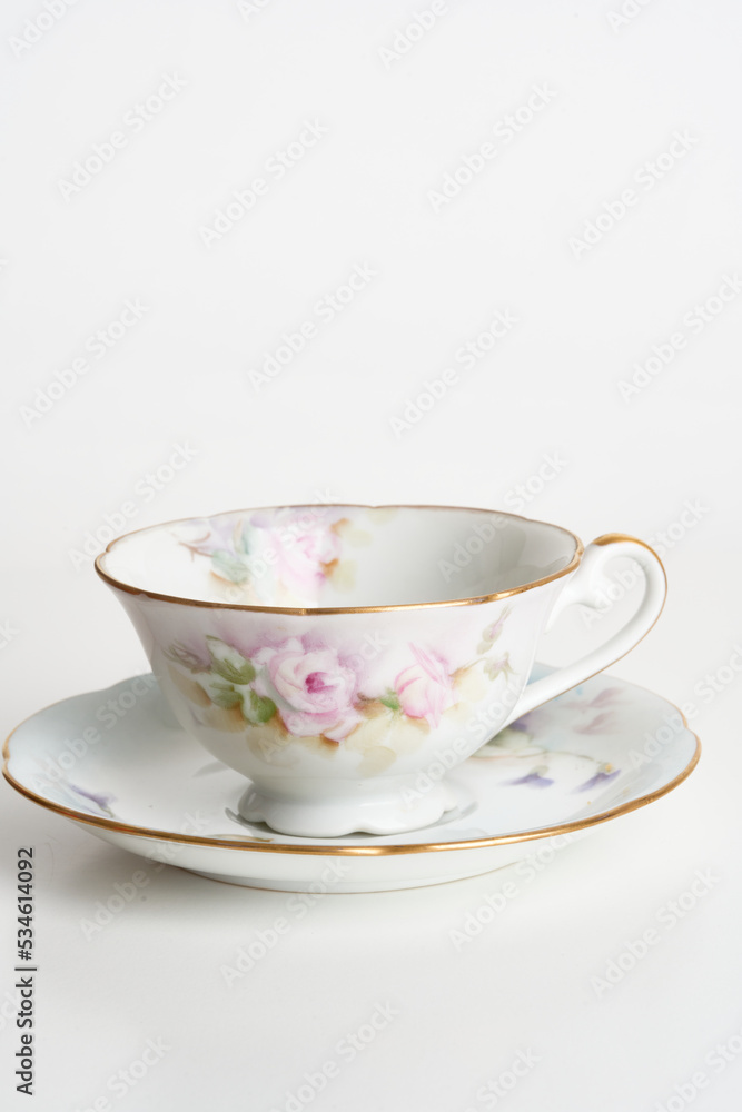 teacup on saucer plate isolated on white teacup on saucer plate isolated on white