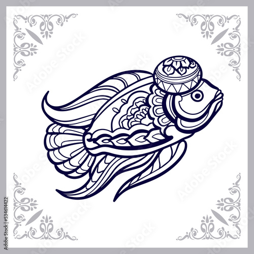 Flower horn fish mandala arts isolated on white background