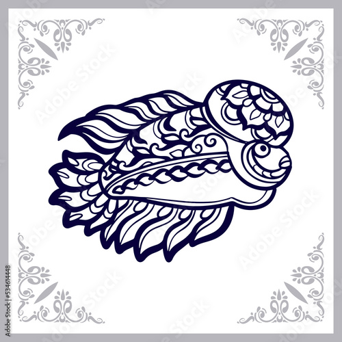 Flower horn fish mandala arts isolated on white background