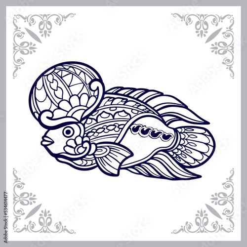 Flower horn fish mandala arts isolated on white background