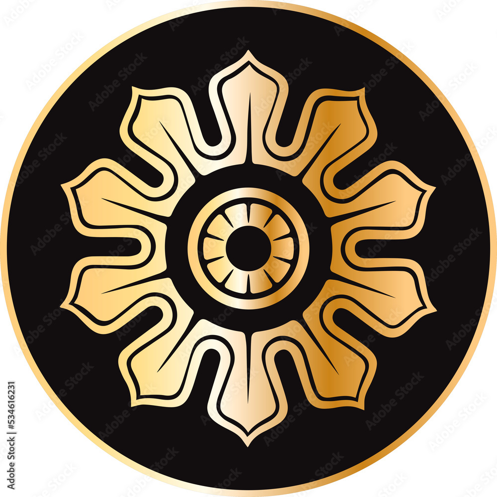 Black and Gold Round Medieval Amulet on Transparent Background Black and Gold Round Medieval Amulet on Transparent Background