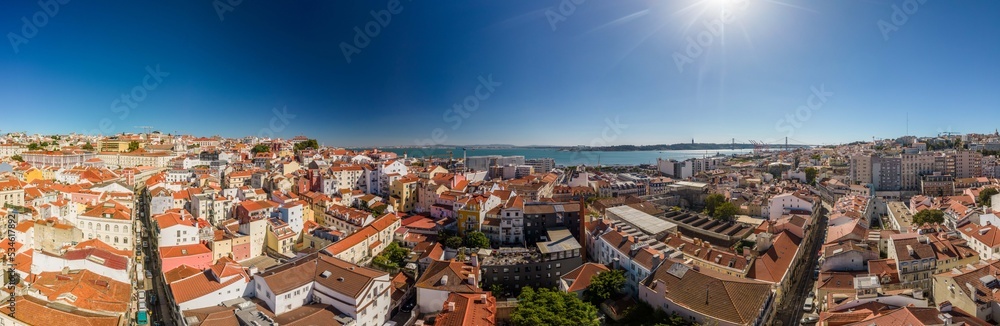 Panorama of Lisbon, Portugal during a sunny day