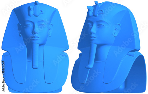 King TUT Little Egyptian King Tutankhamun Vector. Isolated Egyptian Pharaoh Tutankhamun's Funeral Mask On White Background.