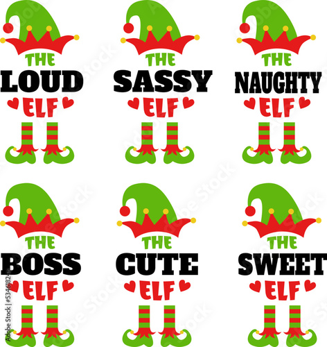 elf family hat and feet bundle for Christmas and celebration  on happy new year