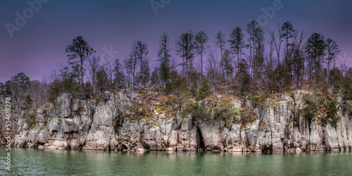 Granite Bluff along the St. Francis River at the Silver Mines Recreation area in the Mark Twain National Forest 