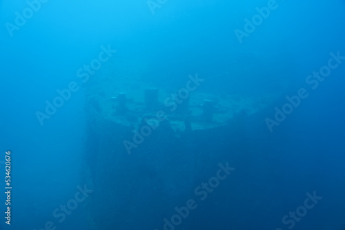Shipwreck lying on the ocean floor in Mamala Bay near Waikiki Beach in Honolulu, Hawaii