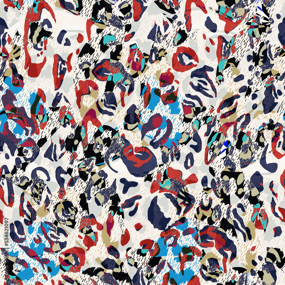 Obraz premium seamless abstract pattern. Textile pattern, flower and leopard geometric creative print pattern for textile design and fabrics.